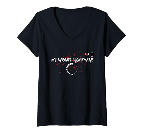 Damen Mein schlimmster Albtraum beim Spielen mit WLAN und niedrigem Akkustand T-Shirt mit V-Ausschnitt Damen Mein schlimmster Albtraum beim Spielen mit WLAN und niedrigem Akkustand T-Shirt mit V-Ausschnitt von Funny Gamers My Worst Nightmare Wifi Loading