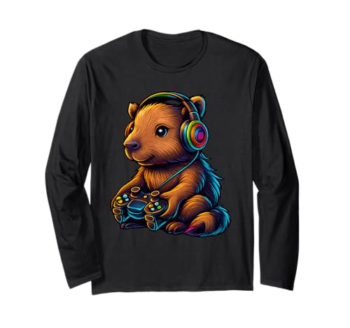 Gaming Capybara Videospiele Capybara Liebhaber Gamers Jungen Männer Langarmshirt Gaming Capybara Videospiele Capybara Liebhaber Gamers Jungen Männer Langarmshirt von Funny Gaming Capybara Gamer Video Games Boys Girls