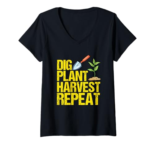 Damen Graben Sie Pflanzenernte wiederholen lustige Gartenarbeit T-Shirt mit V-Ausschnitt Damen Graben Sie Pflanzenernte wiederholen lustige Gartenarbeit T-Shirt mit V-Ausschnitt von Funny Gardening Designs for Gardeners