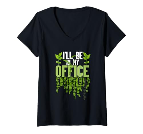 Damen Gartenliebhaber Ich werde in Meinem Büro Lustiges Gärtnern T-Shirt mit V-Ausschnitt Damen Gartenliebhaber Ich werde in Meinem Büro Lustiges Gärtnern T-Shirt mit V-Ausschnitt von Funny Gardening Gifts for Plant Whisperers
