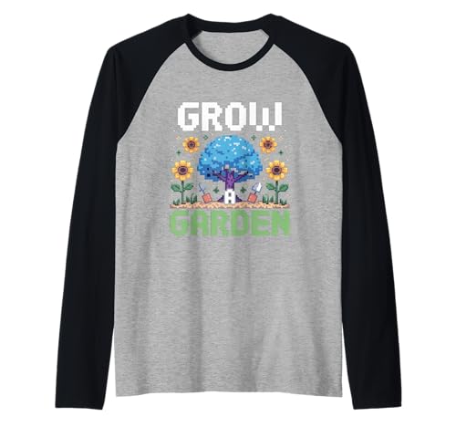 Lustige Pixelkunst Grow a Garden, Retro-Gamer, Pflanzen für Damen und Herren Raglan von Funny Gardening Quote Retro Pixel Plant Lover Mom