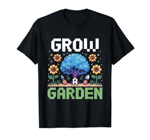 Lustige Pixelkunst Grow a Garden, Retro-Gamer, Pflanzen für Damen und Herren T-Shirt von Funny Gardening Quote Retro Pixel Plant Lover Mom