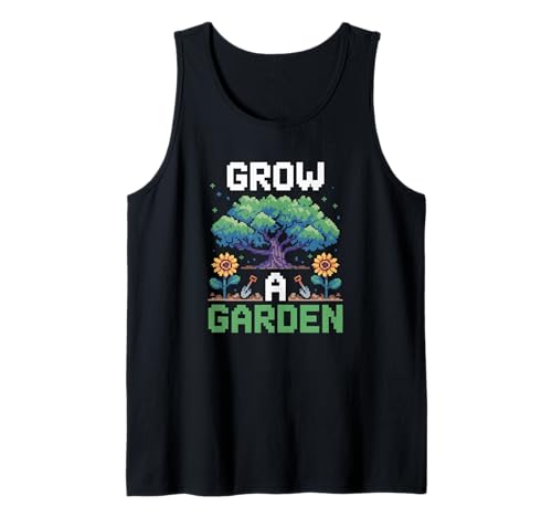 Lustige Pixelkunst Grow a Garden, Retro-Gamer, Pflanzen für Damen und Herren Tank Top von Funny Gardening Quote Retro Pixel Plant Lover Mom