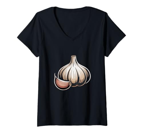 Damen Lustige Knoblauch-Grafik I Love Garlic for Garlic Lovers T-Shirt mit V-Ausschnitt Damen Lustige Knoblauch-Grafik I Love Garlic for Garlic Lovers T-Shirt mit V-Ausschnitt von Funny Garlic Lover I Love Garlic Shirt