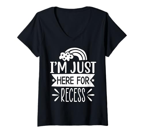 Damen I'm Just Here for Recess Funny School Student T-Shirt mit V-Ausschnitt Damen I'm Just Here for Recess Funny School Student T-Shirt mit V-Ausschnitt von Funny Geek Science Apparel for Science Lovers