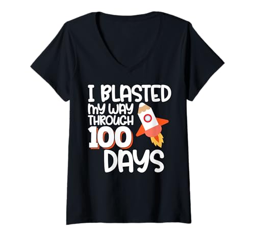 Damen Ich Habe Meinen Weg durch 100 Tage lustiger Schulraum geknallt T-Shirt mit V-Ausschnitt Damen Ich Habe Meinen Weg durch 100 Tage lustiger Schulraum geknallt T-Shirt mit V-Ausschnitt von Funny Geek Science Apparel for Science Lovers