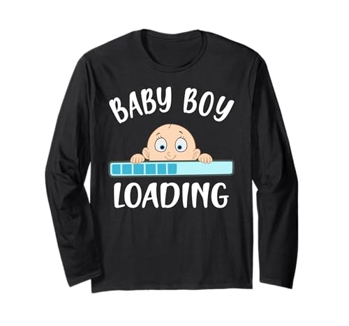 Baby Boy Loading Lustiges Gender-Enthüllen Langarmshirt von Funny Gender Reveal Apparel For Future Moms