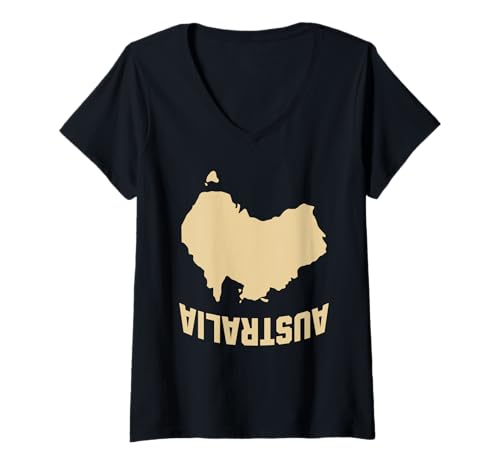 Damen Australien Karte kopfüber lustig cool Aussie T-Shirt mit V-Ausschnitt Damen Australien Karte kopfüber lustig cool Aussie T-Shirt mit V-Ausschnitt von Funny Geography Designs for Women Men Boys Girls