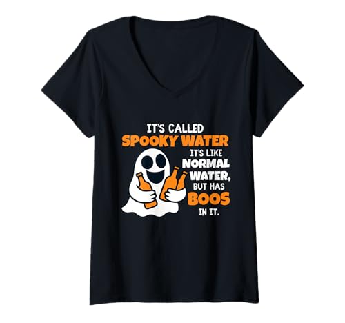 Damen It's Called Spooky Water It's Like Normal Water Funny Ghost T-Shirt mit V-Ausschnitt von Funny Ghost Boo Halloween It's Called Spooky Water