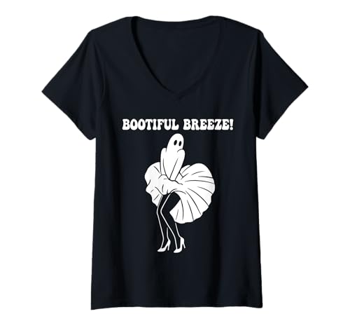 Damen Bootiful Breeze Lustige Geistertänzer-Pose T-Shirt mit V-Ausschnitt Damen Bootiful Breeze Lustige Geistertänzer-Pose T-Shirt mit V-Ausschnitt von Funny Ghost Dancer Spooky Dance