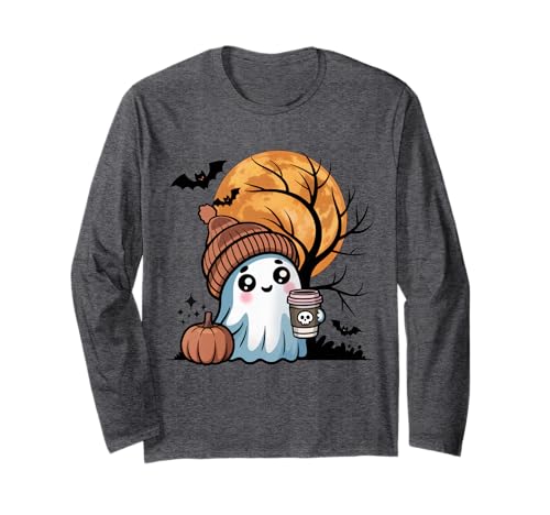 Süßer Geist trinkt Kaffee Halloween Geist EIS Kaffee Damen Langarmshirt Süßer Geist trinkt Kaffee Halloween Geist EIS Kaffee Damen Langarmshirt von Funny Ghost Drinking Coffee Halloween Pumpkin