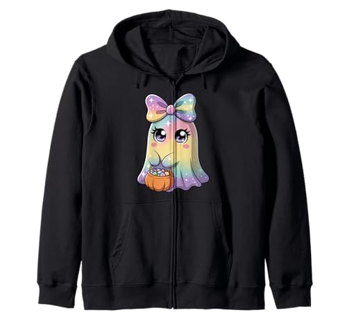 Pastell Galaxy Ghost Halloween Mädchen Kinder Geist Kokette Schleife Kapuzenjacke von Funny Ghost Halloween Girl Kids Ghost Coquette Bow