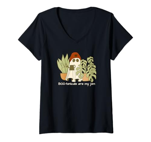 Damen Lustiges Ghost Gardening Shirt Boo-tanicals Are My Jam T-Shirt mit V-Ausschnitt Damen Lustiges Ghost Gardening Shirt Boo-tanicals Are My Jam T-Shirt mit V-Ausschnitt von Funny Ghost Plant Lover Shirts