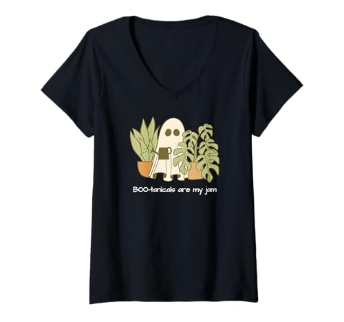 Damen Lustiges Ghost Gardening Shirt Boot-Anicals Are My Jam Halloween T-Shirt mit V-Ausschnitt Damen Lustiges Ghost Gardening Shirt Boot-Anicals Are My Jam Halloween T-Shirt mit V-Ausschnitt von Funny Ghost Plant Lover Shirts