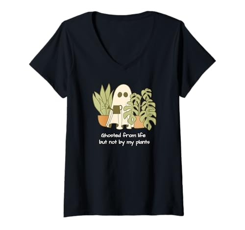 Damen Lustiges Ghost Gardening Shirt Ghosted by Life Not by My Plants T-Shirt mit V-Ausschnitt Damen Lustiges Ghost Gardening Shirt Ghosted by Life Not by My Plants T-Shirt mit V-Ausschnitt von Funny Ghost Plant Lover Shirts