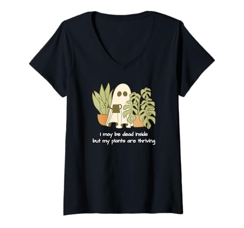 Damen Lustiges Ghost Gardening Shirt I May Be Dead Inside Not My Plants T-Shirt mit V-Ausschnitt Damen Lustiges Ghost Gardening Shirt I May Be Dead Inside Not My Plants T-Shirt mit V-Ausschnitt von Funny Ghost Plant Lover Shirts