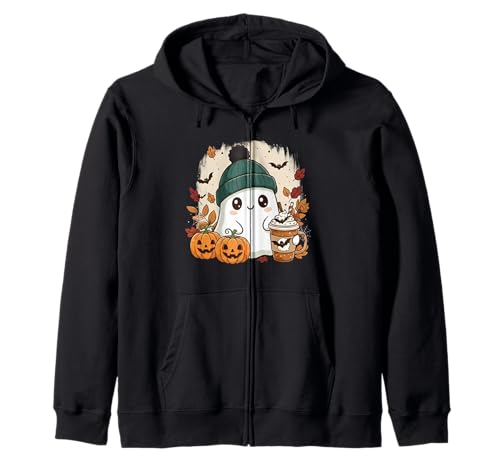 Süßes Geisterhemd Herbst Kürbis T-Shirt Kaffeeliebhaber Damen Herren Kapuzenjacke Süßes Geisterhemd Herbst Kürbis T-Shirt Kaffeeliebhaber Damen Herren Kapuzenjacke von Funny Ghost Pumpkin Halloween Shirt Women Men Kids