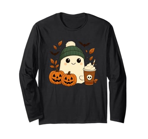 Süßes Geisterhemd Herbst Kürbis T-Shirt Kaffeeliebhaber Damen Herren Langarmshirt Süßes Geisterhemd Herbst Kürbis T-Shirt Kaffeeliebhaber Damen Herren Langarmshirt von Funny Ghost Pumpkin Halloween Shirt Women Men Kids