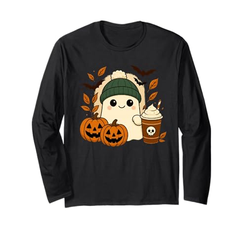 Süßes Geisterhemd Herbst Kürbis T-Shirt Kaffeeliebhaber Damen Herren Langarmshirt Süßes Geisterhemd Herbst Kürbis T-Shirt Kaffeeliebhaber Damen Herren Langarmshirt von Funny Ghost Pumpkin Halloween Shirt Women Men Kids
