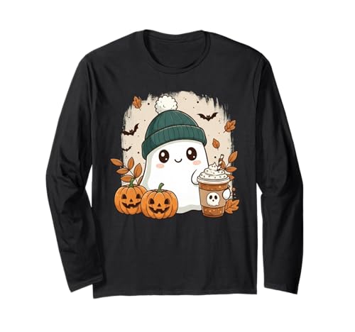 Süßes Geisterhemd Herbst Kürbis T-Shirt Kaffeeliebhaber Damen Herren Langarmshirt Süßes Geisterhemd Herbst Kürbis T-Shirt Kaffeeliebhaber Damen Herren Langarmshirt von Funny Ghost Pumpkin Halloween Shirt Women Men Kids