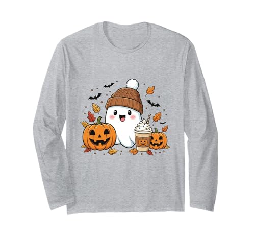 Süßes Geisterhemd Herbst Kürbis T-Shirt Kaffeeliebhaber Damen Herren Langarmshirt Süßes Geisterhemd Herbst Kürbis T-Shirt Kaffeeliebhaber Damen Herren Langarmshirt von Funny Ghost Pumpkin Halloween Shirt Women Men Kids