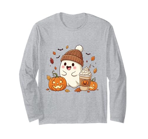 Süßes Geisterhemd Herbst Kürbis T-Shirt Kaffeeliebhaber Damen Herren Langarmshirt Süßes Geisterhemd Herbst Kürbis T-Shirt Kaffeeliebhaber Damen Herren Langarmshirt von Funny Ghost Pumpkin Halloween Shirt Women Men Kids