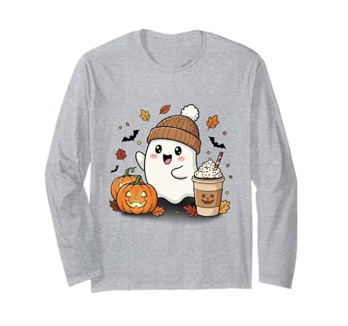 Süßes Geisterhemd Herbst Kürbis T-Shirt Kaffeeliebhaber Damen Herren Langarmshirt Süßes Geisterhemd Herbst Kürbis T-Shirt Kaffeeliebhaber Damen Herren Langarmshirt von Funny Ghost Pumpkin Halloween Shirt Women Men Kids