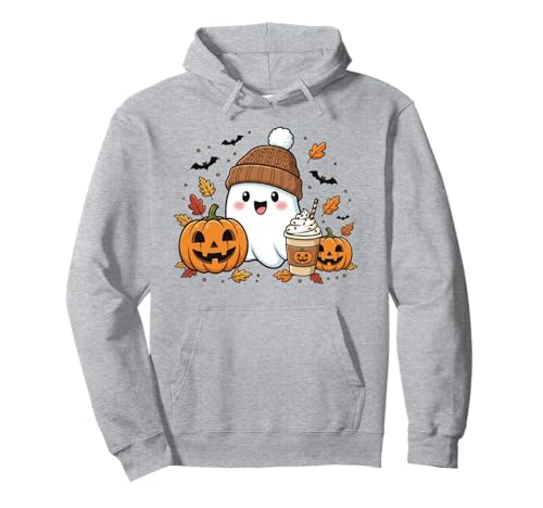 Süßes Geisterhemd Herbst Kürbis T-Shirt Kaffeeliebhaber Damen Herren Pullover Hoodie von Funny Ghost Pumpkin Halloween Shirt Women Men Kids
