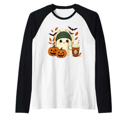 Süßes Geisterhemd Herbst Kürbis T-Shirt Kaffeeliebhaber Damen Herren Raglan Süßes Geisterhemd Herbst Kürbis T-Shirt Kaffeeliebhaber Damen Herren Raglan von Funny Ghost Pumpkin Halloween Shirt Women Men Kids