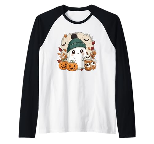 Süßes Geisterhemd Herbst Kürbis T-Shirt Kaffeeliebhaber Damen Herren Raglan Süßes Geisterhemd Herbst Kürbis T-Shirt Kaffeeliebhaber Damen Herren Raglan von Funny Ghost Pumpkin Halloween Shirt Women Men Kids