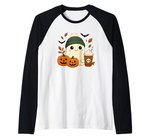 Süßes Geisterhemd Herbst Kürbis T-Shirt Kaffeeliebhaber Damen Herren Raglan Süßes Geisterhemd Herbst Kürbis T-Shirt Kaffeeliebhaber Damen Herren Raglan von Funny Ghost Pumpkin Halloween Shirt Women Men Kids