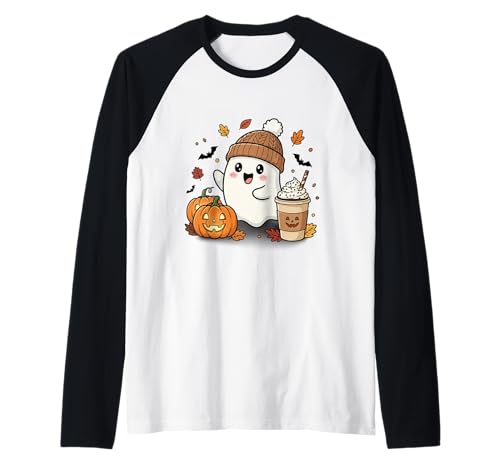 Süßes Geisterhemd Herbst Kürbis T-Shirt Kaffeeliebhaber Damen Herren Raglan Süßes Geisterhemd Herbst Kürbis T-Shirt Kaffeeliebhaber Damen Herren Raglan von Funny Ghost Pumpkin Halloween Shirt Women Men Kids