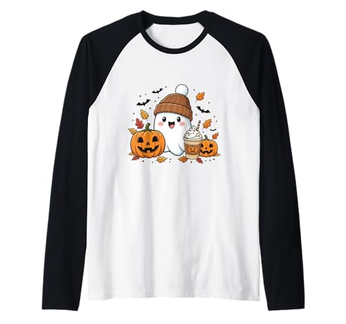 Süßes Geisterhemd Herbst Kürbis T-Shirt Kaffeeliebhaber Damen Herren Raglan Süßes Geisterhemd Herbst Kürbis T-Shirt Kaffeeliebhaber Damen Herren Raglan von Funny Ghost Pumpkin Halloween Shirt Women Men Kids