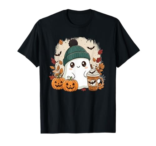 Süßes Geisterhemd Herbst Kürbis T-Shirt Kaffeeliebhaber Damen Herren T-Shirt Süßes Geisterhemd Herbst Kürbis T-Shirt Kaffeeliebhaber Damen Herren T-Shirt von Funny Ghost Pumpkin Halloween Shirt Women Men Kids