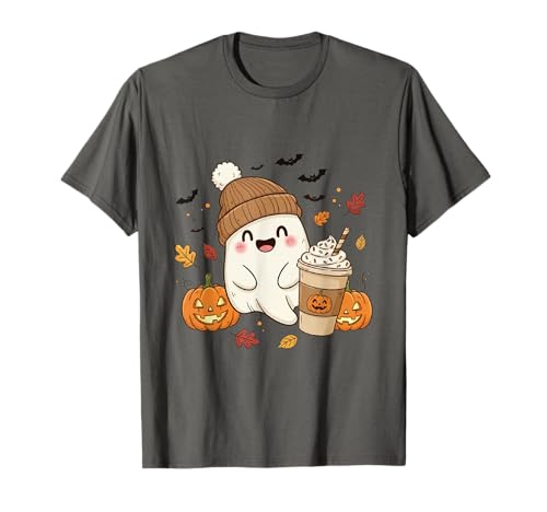 Süßes Geisterhemd Herbst Kürbis T-Shirt Kaffeeliebhaber Damen Herren T-Shirt Süßes Geisterhemd Herbst Kürbis T-Shirt Kaffeeliebhaber Damen Herren T-Shirt von Funny Ghost Pumpkin Halloween Shirt Women Men Kids
