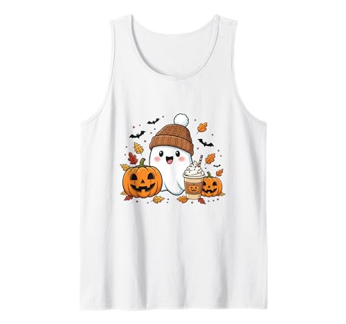 Süßes Geisterhemd Herbst Kürbis T-Shirt Kaffeeliebhaber Damen Herren Tank Top Süßes Geisterhemd Herbst Kürbis T-Shirt Kaffeeliebhaber Damen Herren Tank Top von Funny Ghost Pumpkin Halloween Shirt Women Men Kids