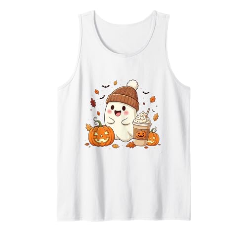 Süßes Geisterhemd Herbst Kürbis T-Shirt Kaffeeliebhaber Damen Herren Tank Top Süßes Geisterhemd Herbst Kürbis T-Shirt Kaffeeliebhaber Damen Herren Tank Top von Funny Ghost Pumpkin Halloween Shirt Women Men Kids