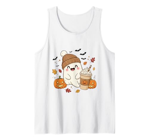 Süßes Geisterhemd Herbst Kürbis T-Shirt Kaffeeliebhaber Damen Herren Tank Top Süßes Geisterhemd Herbst Kürbis T-Shirt Kaffeeliebhaber Damen Herren Tank Top von Funny Ghost Pumpkin Halloween Shirt Women Men Kids