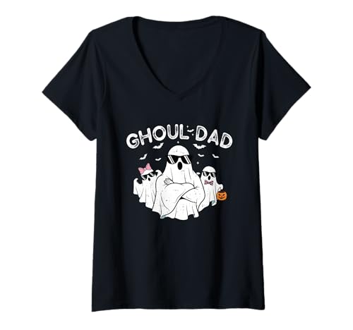 Damen Lustiges Ghoul Dad Halloween Geist Kostüm Vintage Daddy T-Shirt mit V-Ausschnitt Damen Lustiges Ghoul Dad Halloween Geist Kostüm Vintage Daddy T-Shirt mit V-Ausschnitt von Funny Ghoul Dad Halloween Costume Co.