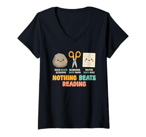 Damen Nichts geht über das Lesen eines Buches, lustiger Bücherwurm, Leser, Bibliothekar T-Shirt mit V-Ausschnitt von Funny Gifts About Reading