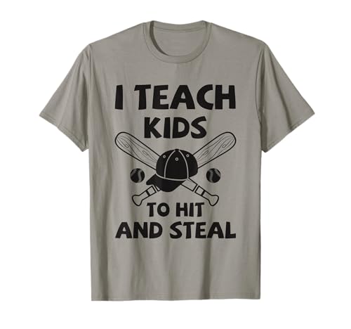Baseball Coach Kinder Training Hit and Steal Sports T-Shirt von Funny Gifts For Baseball Coach