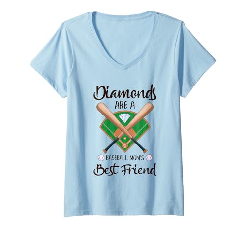 Damen Lustiger Baseball-Mom-Spruch T-Shirt mit V-Ausschnitt Damen Lustiger Baseball-Mom-Spruch T-Shirt mit V-Ausschnitt von Funny Gifts For Baseball Lovers