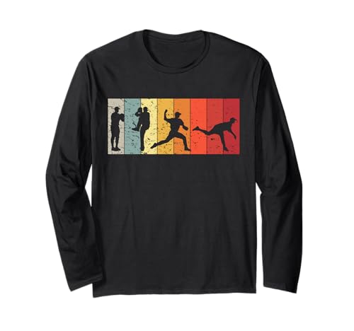 Retro Baseball Pitcher Herren Vintage Pitching Langarmshirt von Funny Gifts For Baseball Lovers