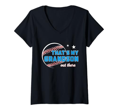 Damen Das ist Mein Enkel da draußen Baseball Oma Opa T-Shirt mit V-Ausschnitt Damen Das ist Mein Enkel da draußen Baseball Oma Opa T-Shirt mit V-Ausschnitt von Funny Gifts For Grandpa Grandma Baseball Fan