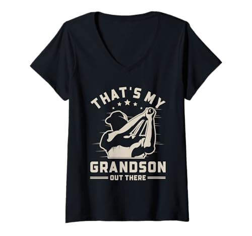 Damen Das ist Mein Enkel da draußen Baseball Oma Opa T-Shirt mit V-Ausschnitt Damen Das ist Mein Enkel da draußen Baseball Oma Opa T-Shirt mit V-Ausschnitt von Funny Gifts For Grandpa Grandma Baseball Fan