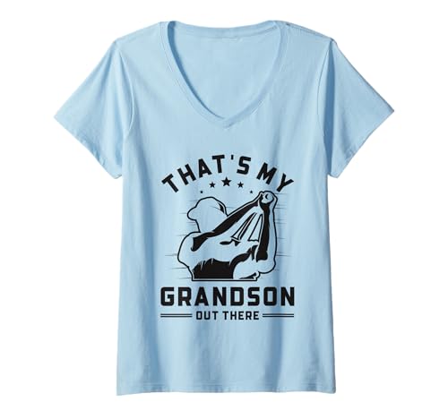 Damen Das ist Mein Enkel da draußen Baseball Oma Opa T-Shirt mit V-Ausschnitt Damen Das ist Mein Enkel da draußen Baseball Oma Opa T-Shirt mit V-Ausschnitt von Funny Gifts For Grandpa Grandma Baseball Fan