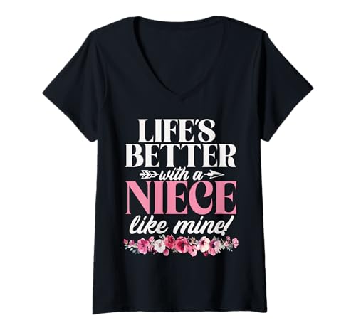 Damen Life's Better with A Niece Like Mine Lustiger Onkel Humor T-Shirt mit V-Ausschnitt Damen Life's Better with A Niece Like Mine Lustiger Onkel Humor T-Shirt mit V-Ausschnitt von Funny Gifts For Niece & Uncles Family Kids