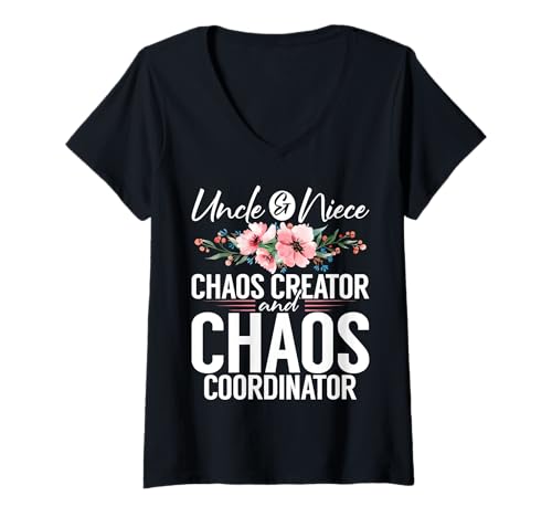 Damen Onkel und Nichte Chaos-Schöpfer und Chaos-Koordinator Humor T-Shirt mit V-Ausschnitt Damen Onkel und Nichte Chaos-Schöpfer und Chaos-Koordinator Humor T-Shirt mit V-Ausschnitt von Funny Gifts For Niece & Uncles Family Kids