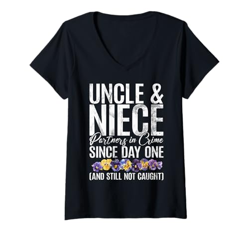 Damen Uncle & Niece Partners In Crime Since Day One Onkel Humor T-Shirt mit V-Ausschnitt Damen Uncle & Niece Partners In Crime Since Day One Onkel Humor T-Shirt mit V-Ausschnitt von Funny Gifts For Niece & Uncles Family Kids