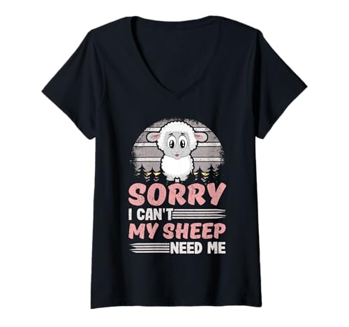 Damen Entschuldigung, können Meine Schafe Mich Nicht brauchen? Lustiges Vieh T-Shirt mit V-Ausschnitt Damen Entschuldigung, können Meine Schafe Mich Nicht brauchen? Lustiges Vieh T-Shirt mit V-Ausschnitt von Funny Gifts For Sheep Lovers And Sheep Farmers